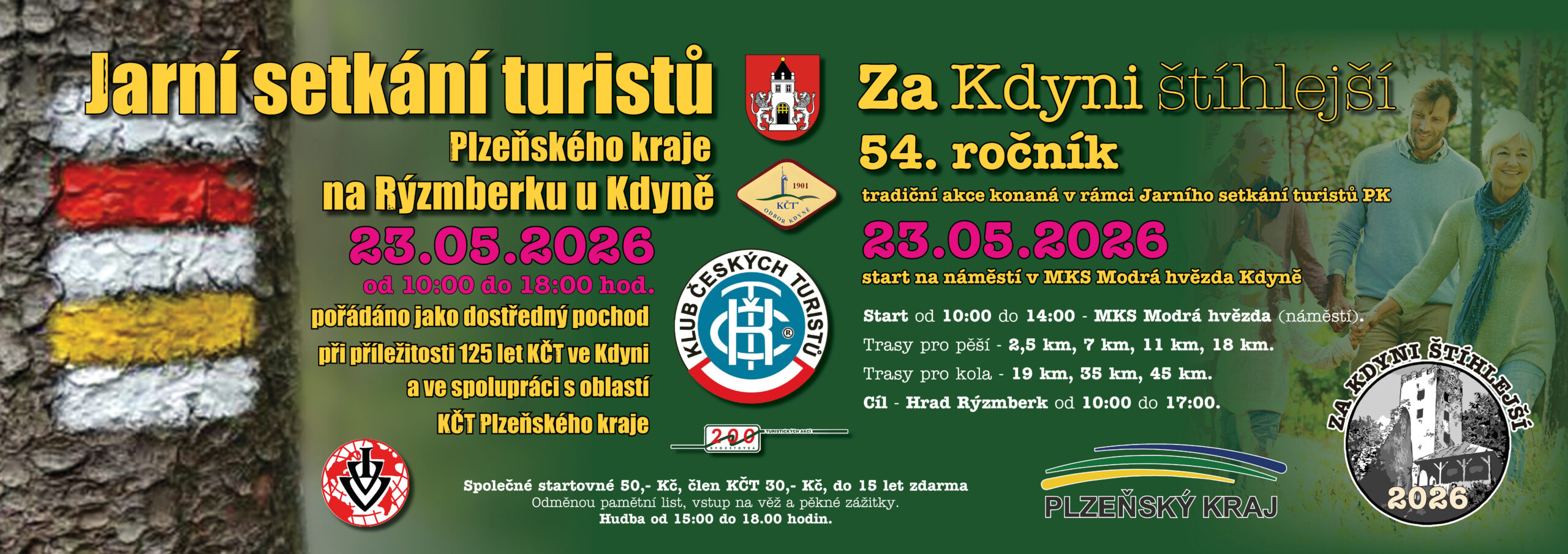 Jarní setkání turistů Plzeňského kraje na Rýzmberku u Kdyně 23.05.2026 společně s tradičním pochodem Za Kdyni štíhlejší (54. ročník)